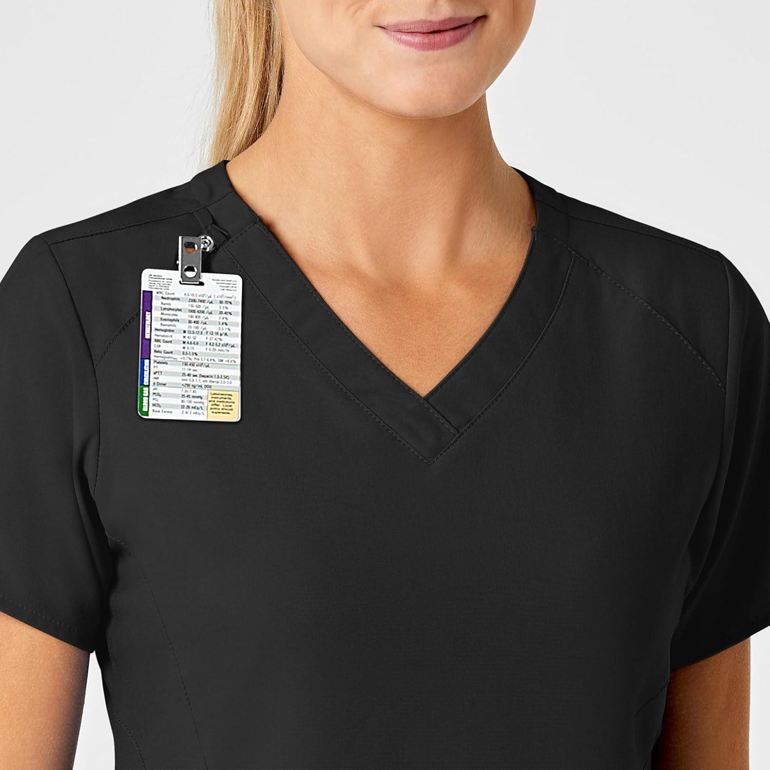 imageWink Scrubs for Women W123 Stylized Vneck Tops with 5 PocketsBlack