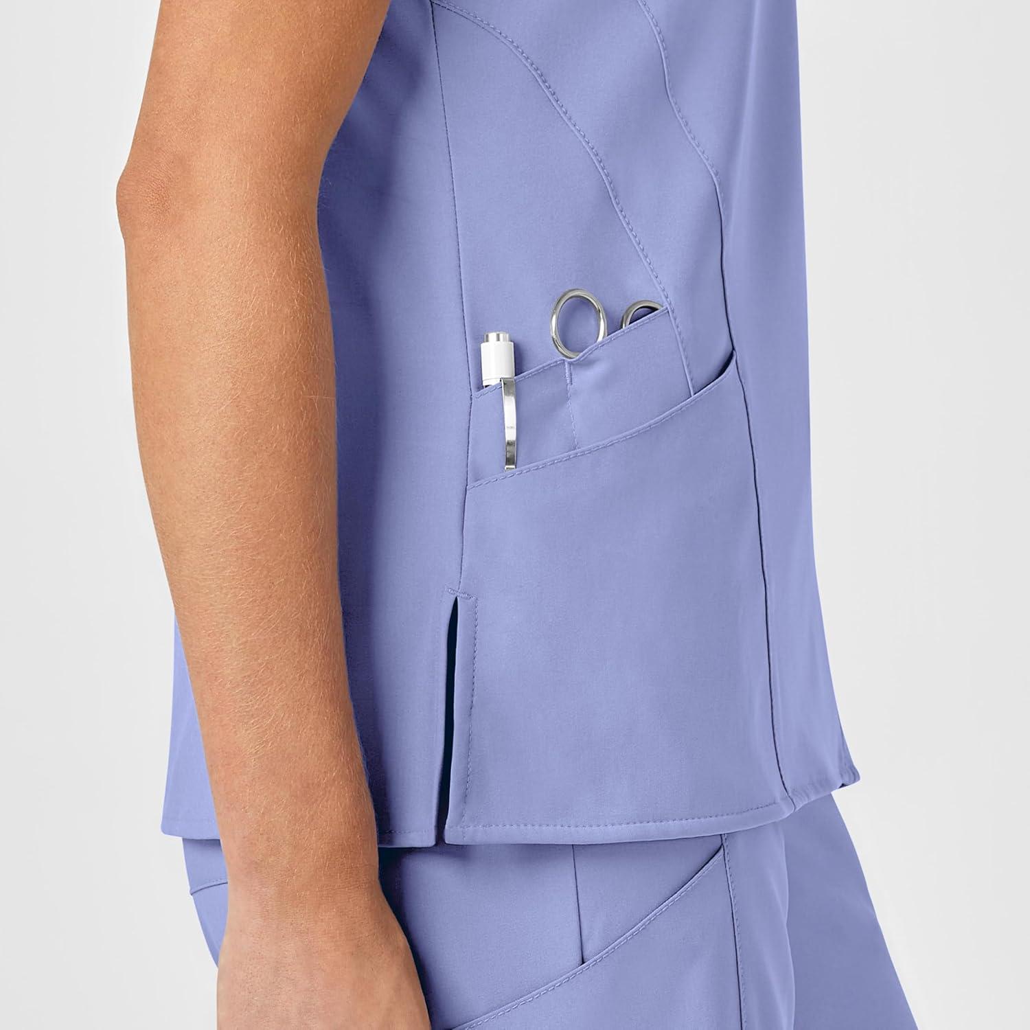 imageWink Scrubs for Women W123 Stylized Vneck Tops with 5 PocketsCeil Blue