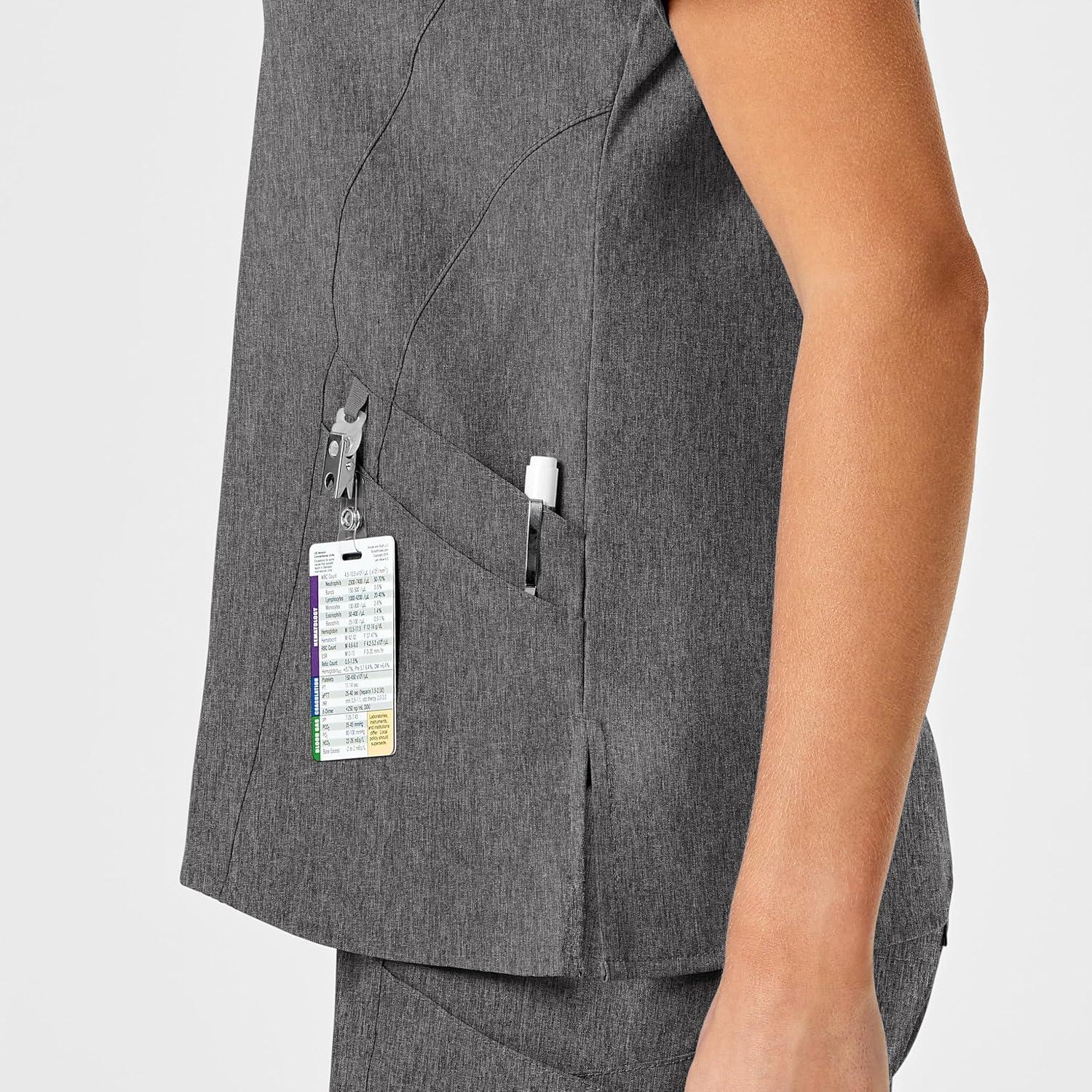 imageWink Scrubs for Women W123 Stylized Vneck Tops with 5 PocketsCharcoal Heather