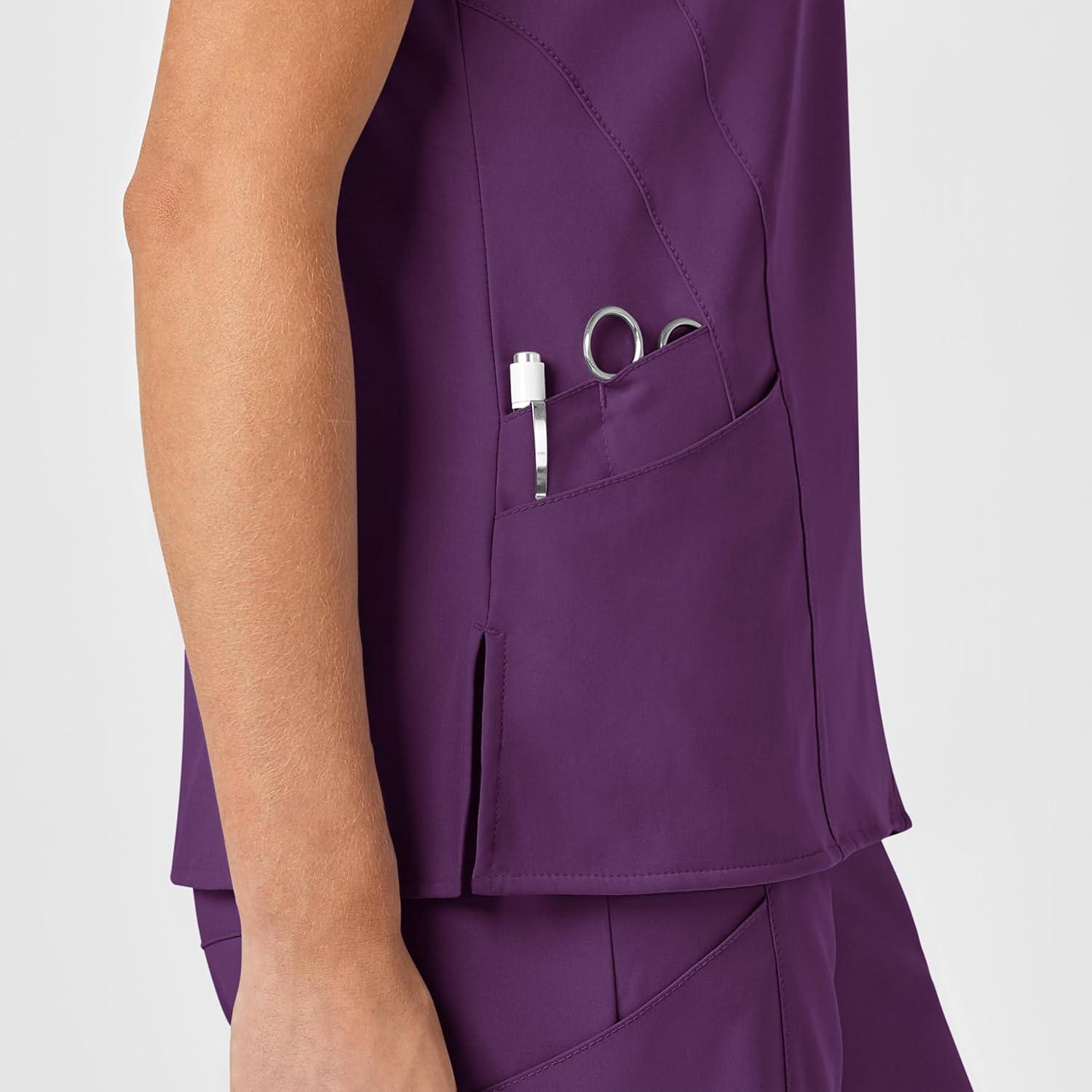 imageWink Scrubs for Women W123 Stylized Vneck Tops with 5 PocketsEggplant