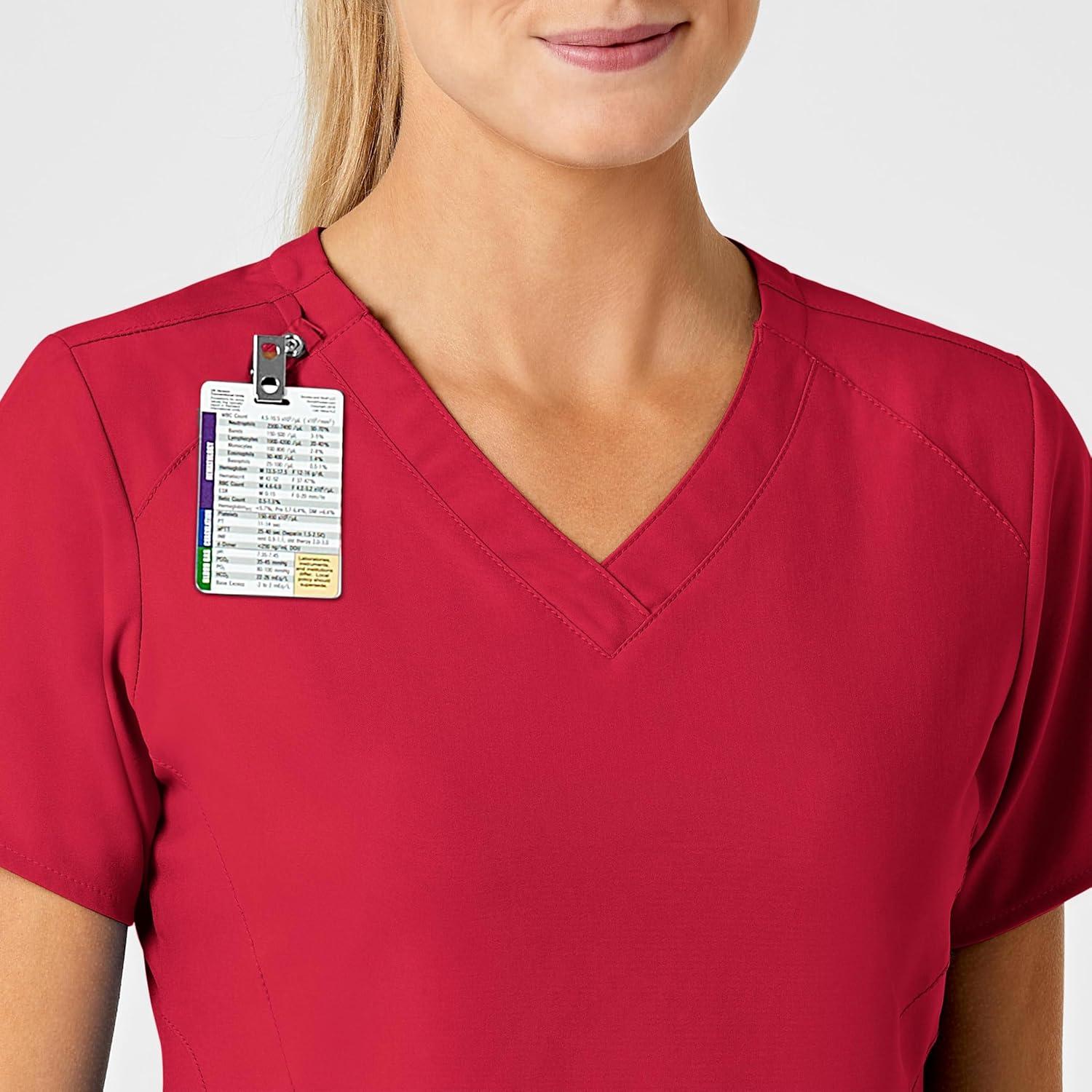 imageWink Scrubs for Women W123 Stylized Vneck Tops with 5 PocketsRed