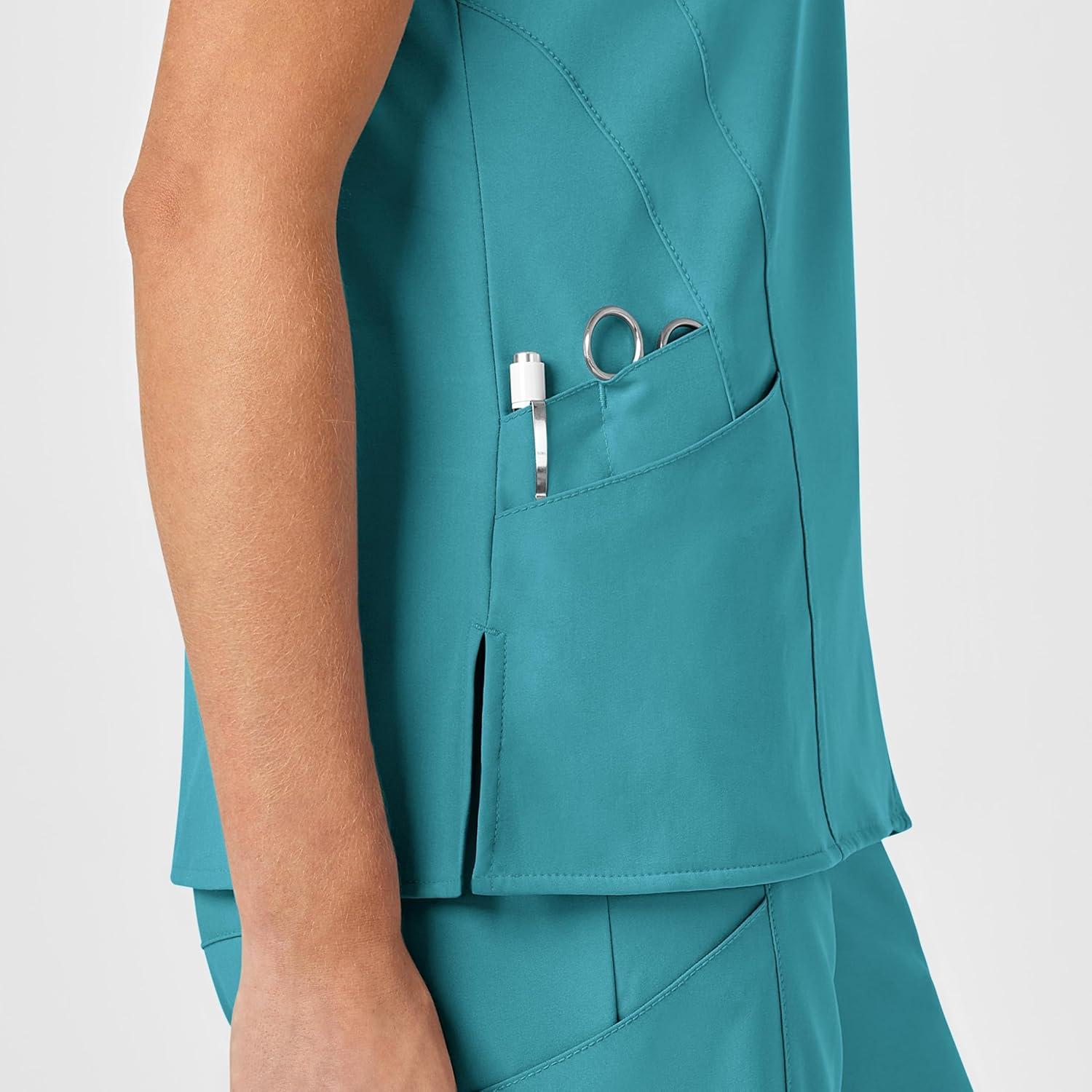 imageWink Scrubs for Women W123 Stylized Vneck Tops with 5 PocketsTeal Blue