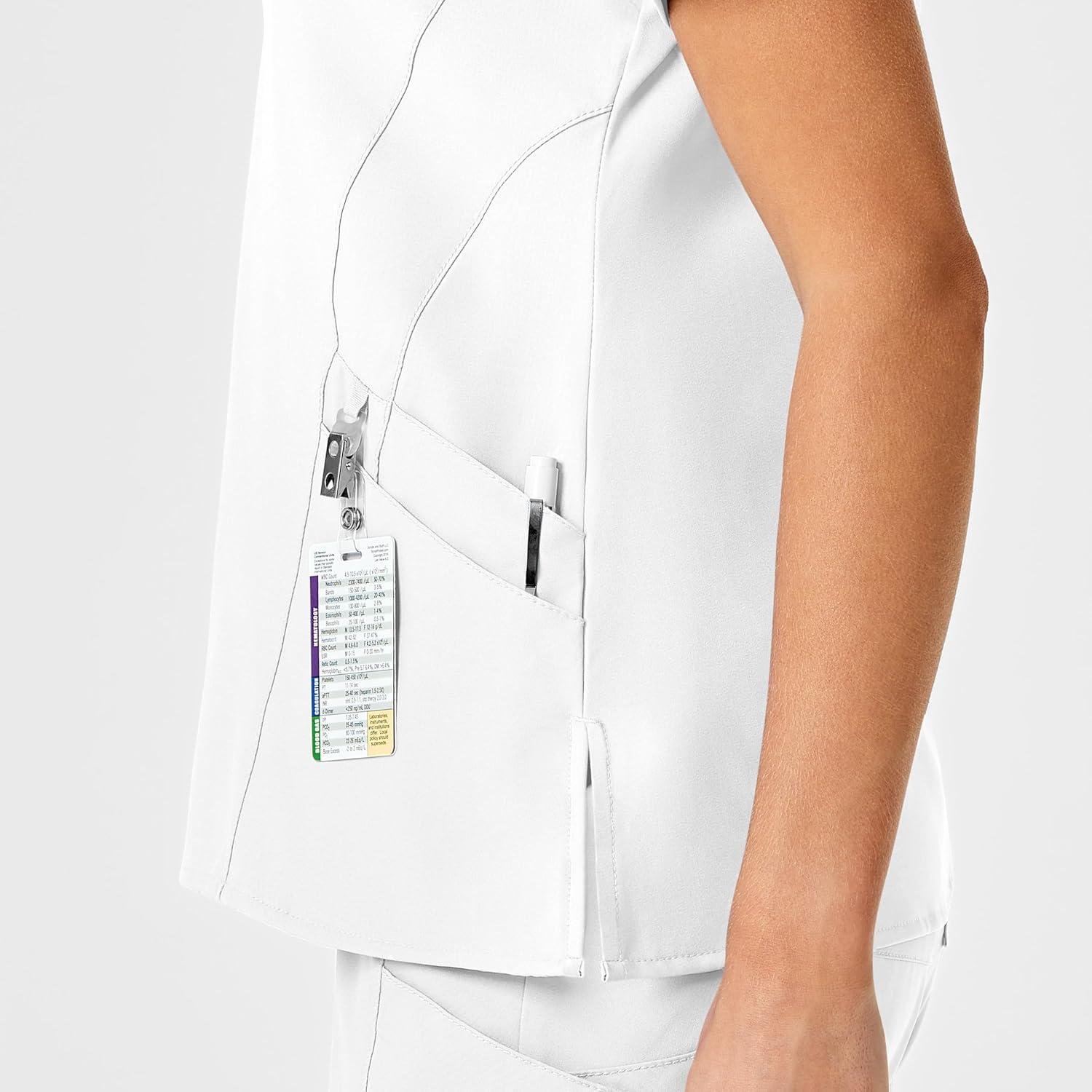 imageWink Scrubs for Women W123 Stylized Vneck Tops with 5 PocketsWhite