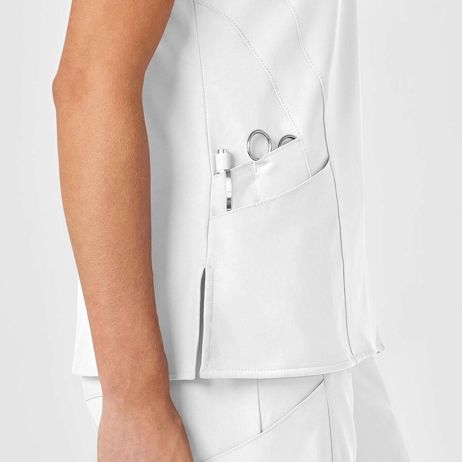 imageWink Scrubs for Women W123 Stylized Vneck Tops with 5 PocketsWhite