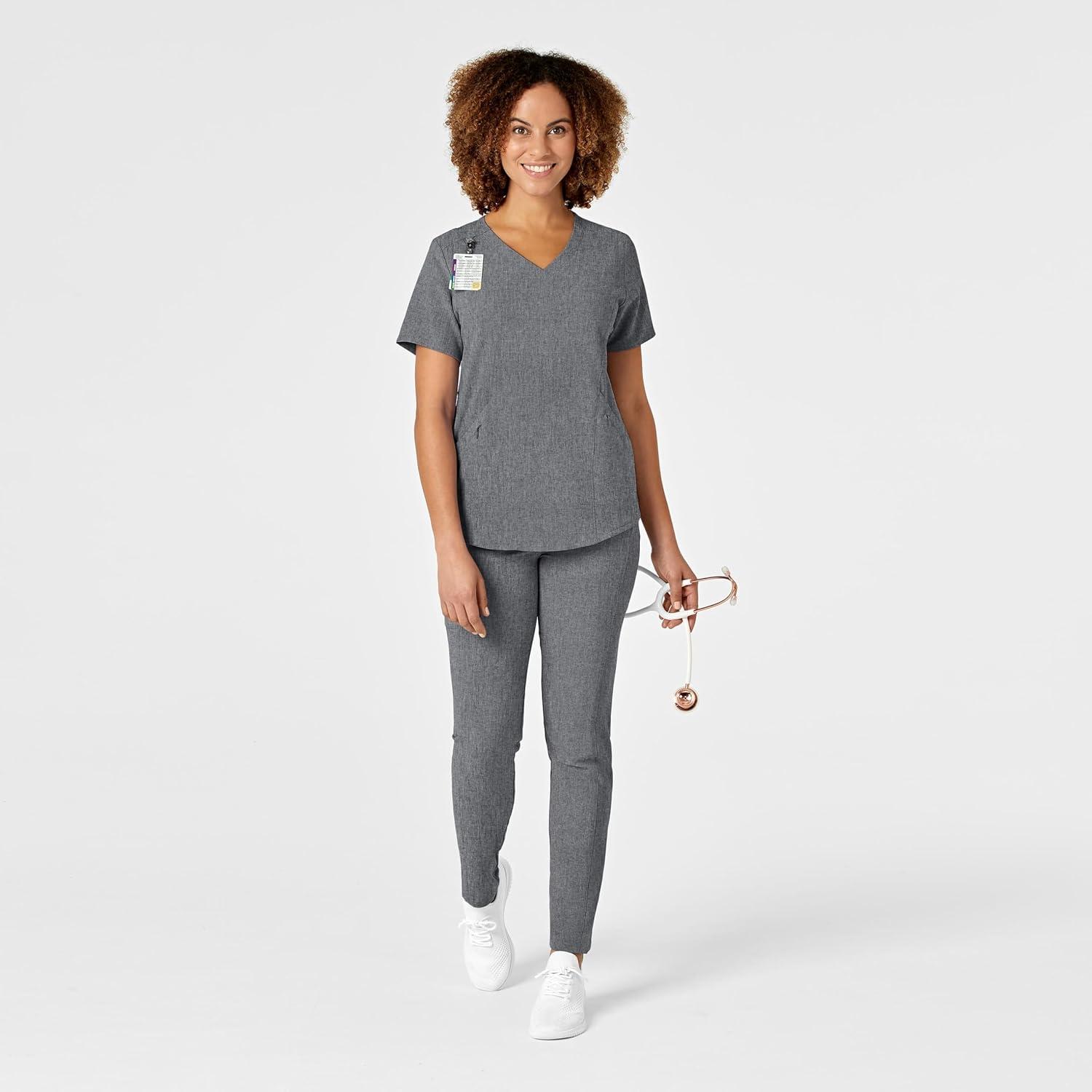 imageWonderWink Mens Womens VNeck Scrub TopGrey Heather