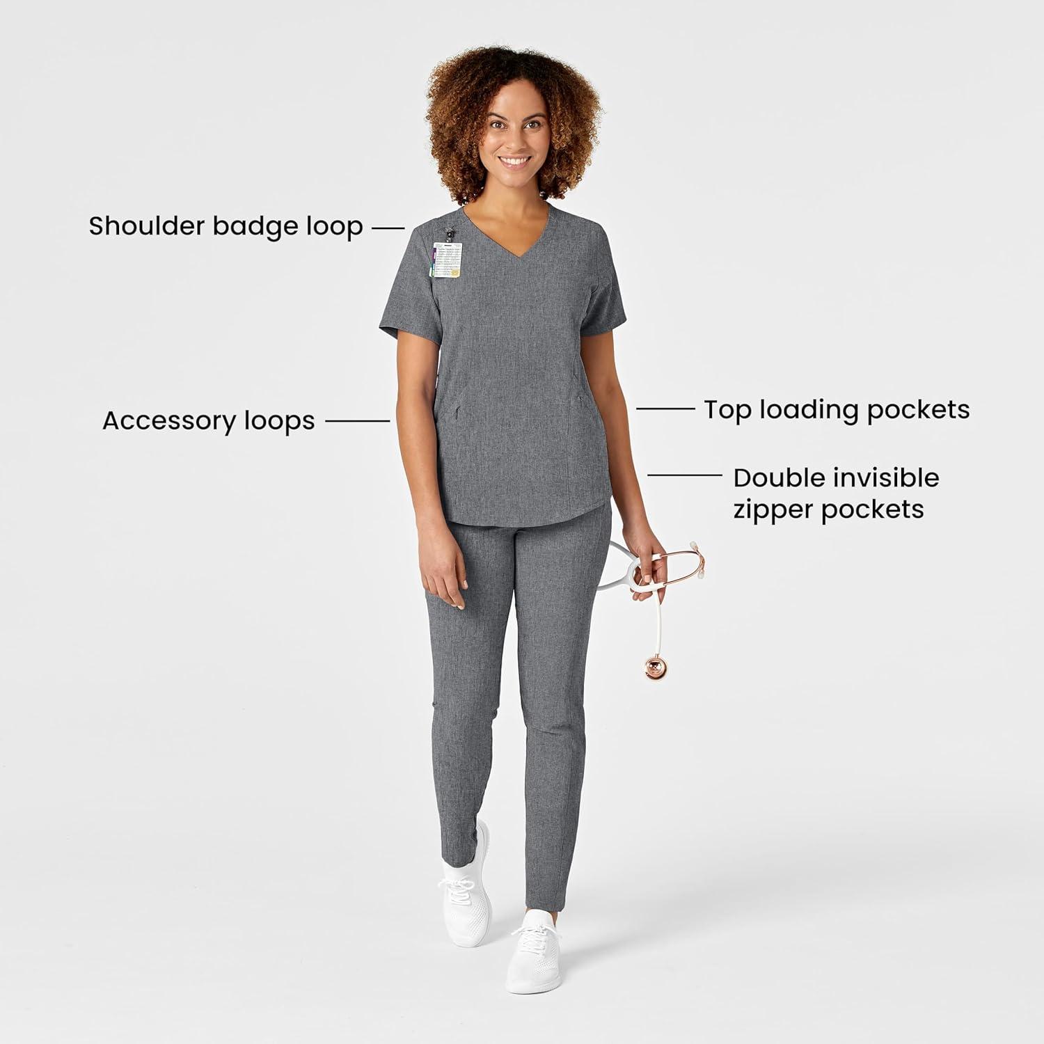 imageWonderWink Mens Womens VNeck Scrub TopGrey Heather