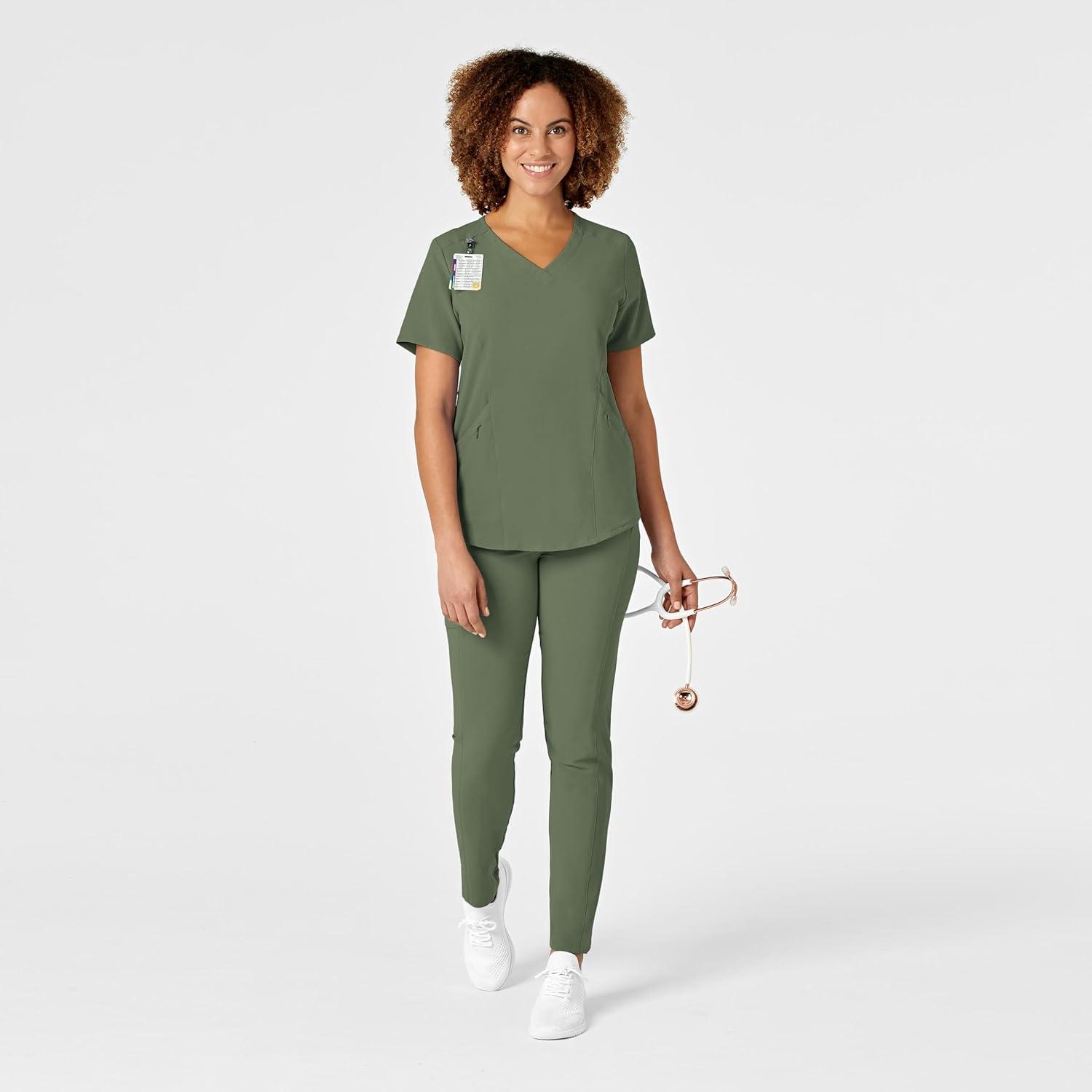 imageWonderWink Mens Womens VNeck Scrub TopOlive