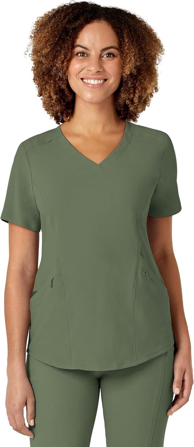 imageWonderWink Mens Womens VNeck Scrub TopOlive
