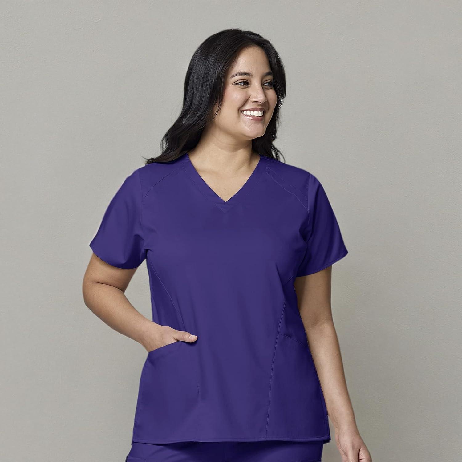imageWonderWink Womens Womens Four Pocket VNeck Scrub TopGrape