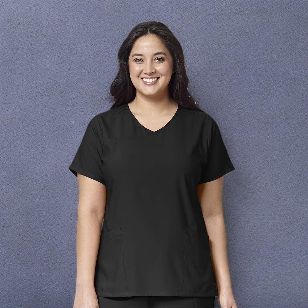 imageWonderWink Womens YNeck Wrap TopBlack