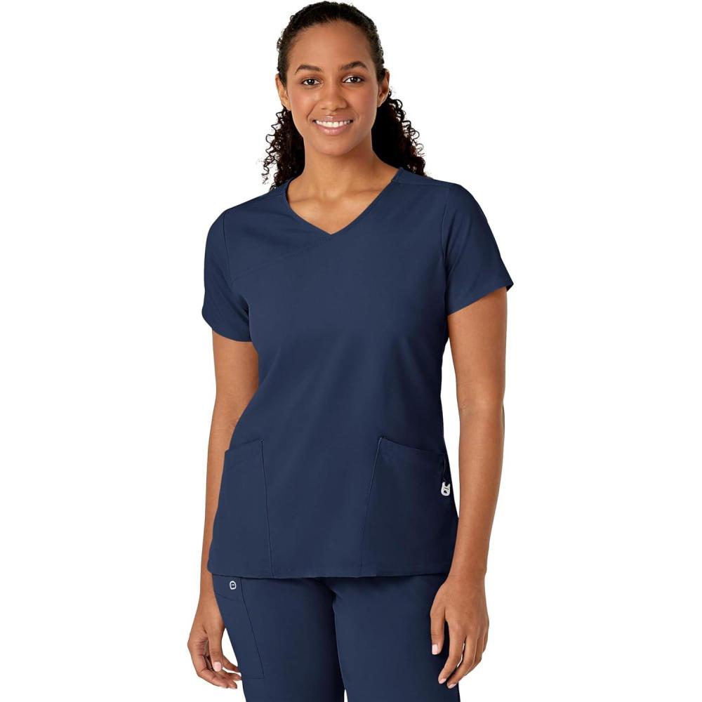 imageWonderWink Womens YNeck Wrap TopNavy