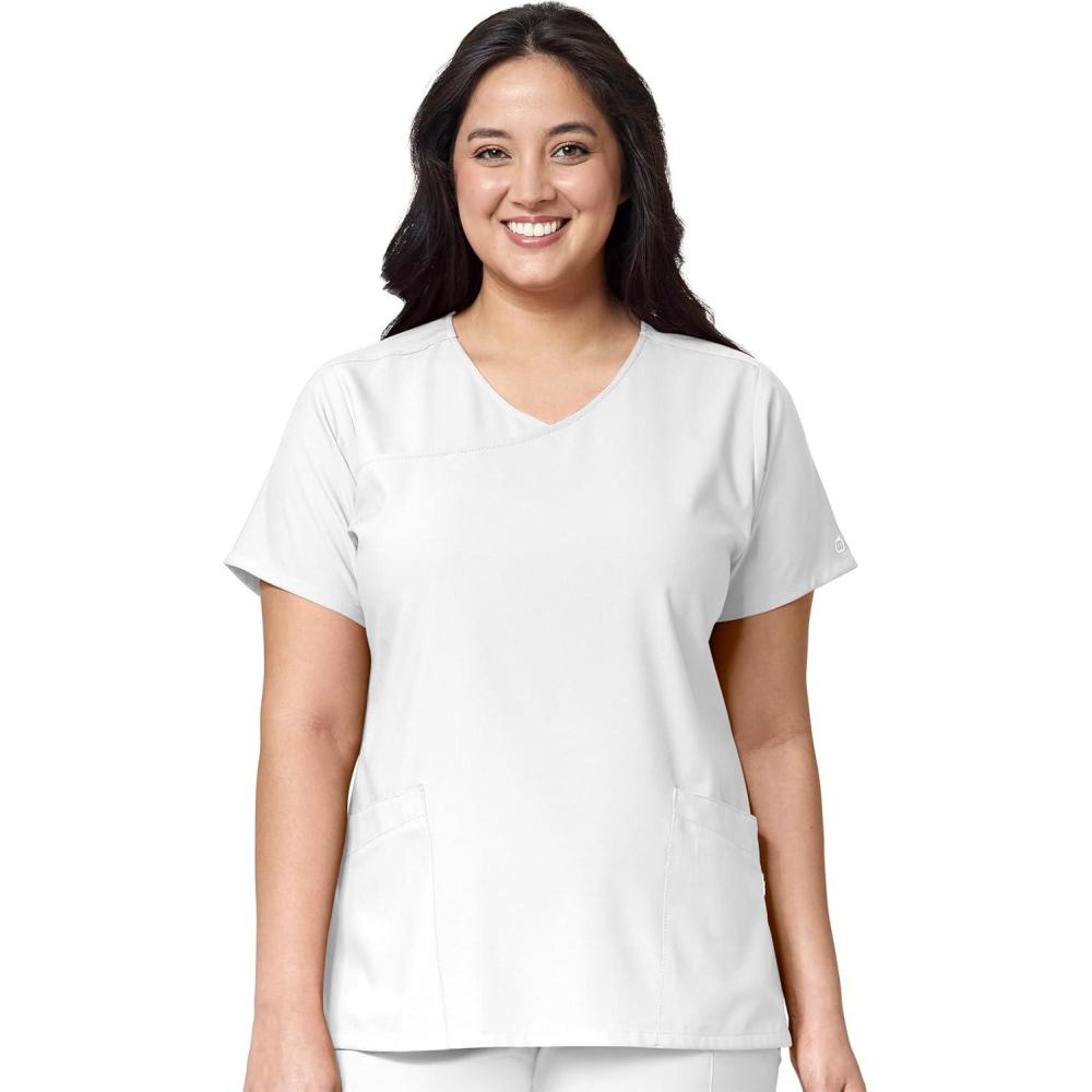 imageWonderWink Womens YNeck Wrap TopWhite