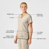 Wink Scrubs for Women, W123, Stylized Vneck Tops with 5 Pockets(Khaki)