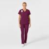 Wink Scrubs for Women, W123, Stylized Vneck Tops with 5 Pockets(Wine)
