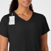 WonderWink Womens Y-Neck Wrap Top(Black)