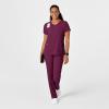 WonderWink Womens Y-Neck Wrap Top(Wine)