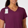 WonderWink Womens Y-Neck Wrap Top(Wine)