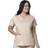 WonderWink Womens Women’s Four Pocket V-Neck Scrub Top(Khaki)