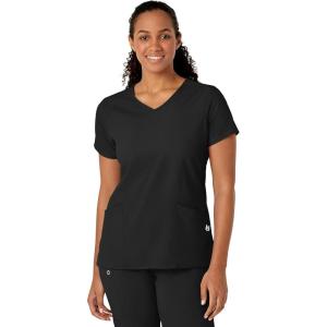WonderWink Womens Y-Neck Wrap Top(Black)