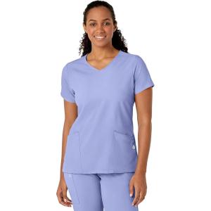 WonderWink Womens Y-Neck Wrap Top(Ceil Blue)