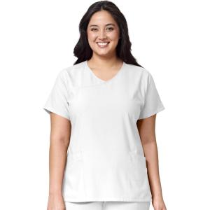 WonderWink Womens Y-Neck Wrap Top(White)