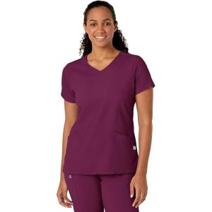 WonderWink Womens Y-Neck Wrap Top(Wine)