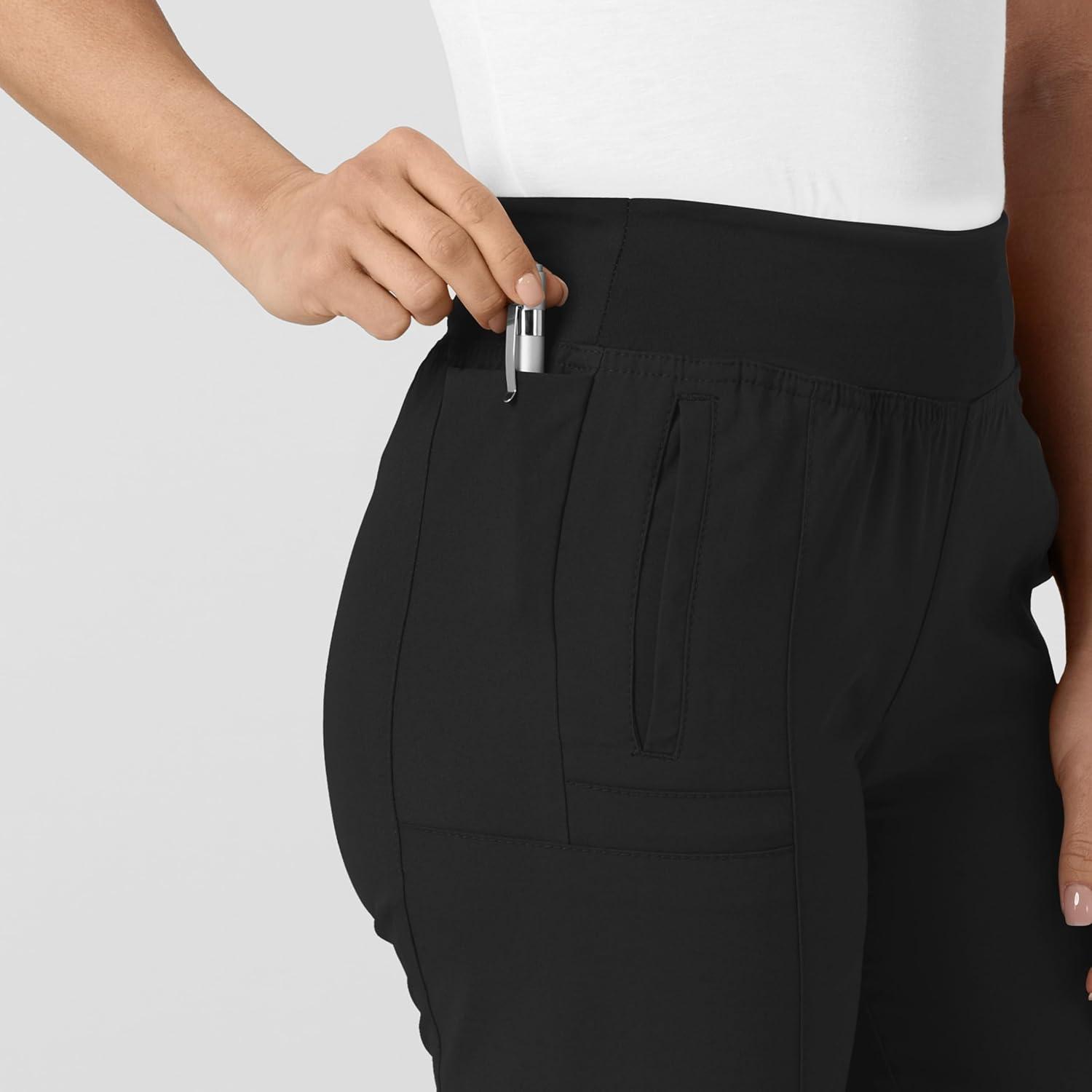 imageW123 Womens Comfort Waist Cargo Jogger Scrub PantBlack
