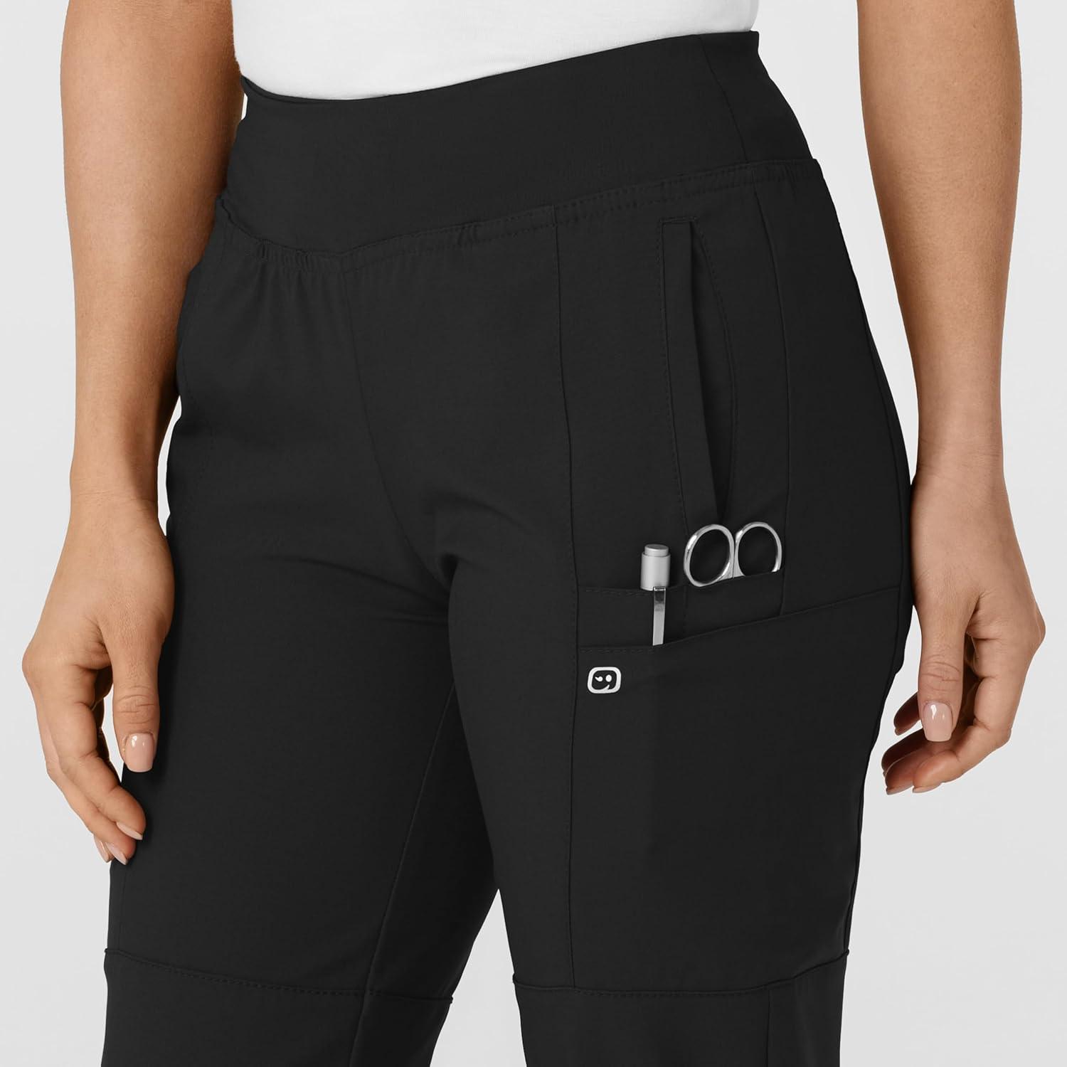 imageW123 Womens Comfort Waist Cargo Jogger Scrub PantBlack