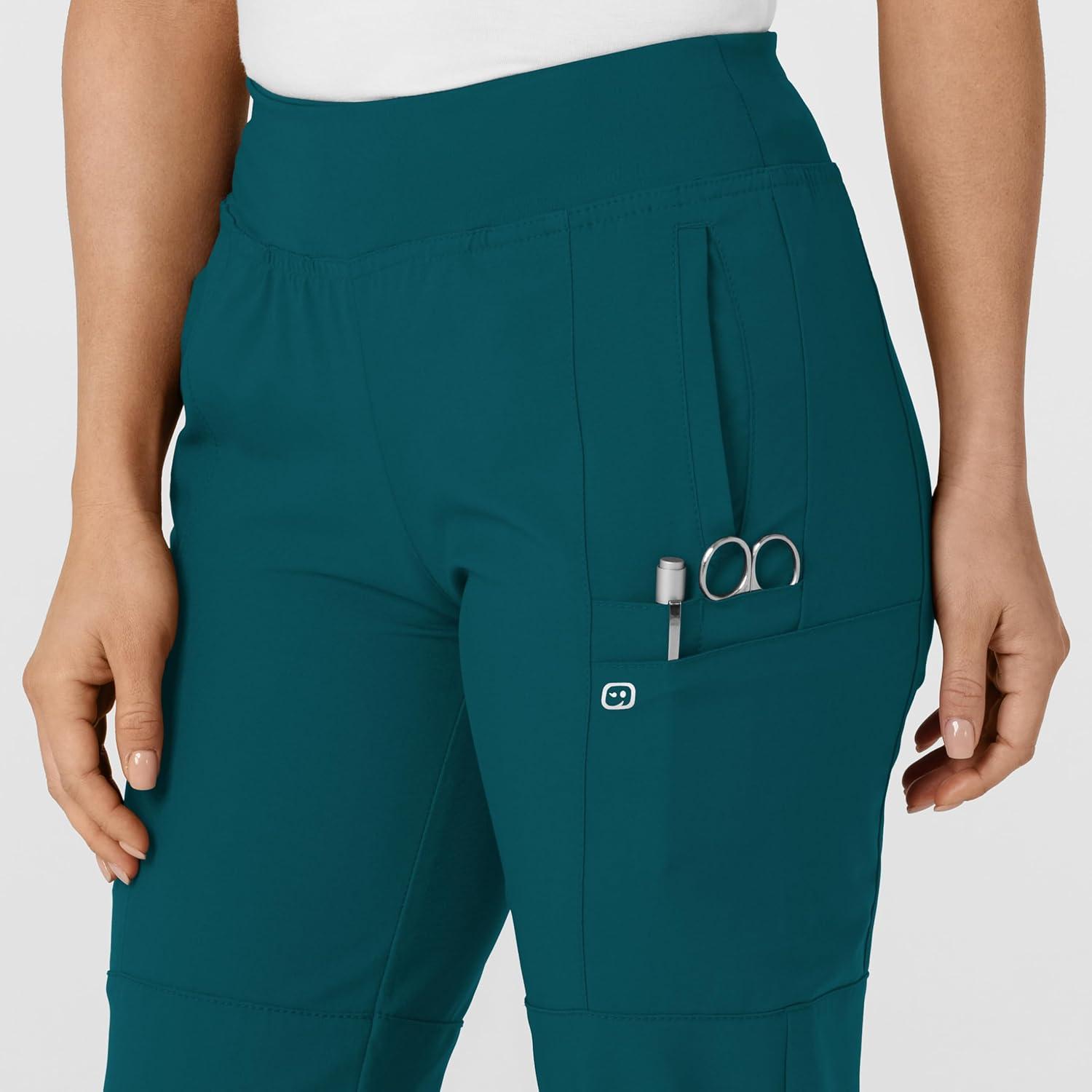 imageW123 Womens Comfort Waist Cargo Jogger Scrub PantCaribbean Blue