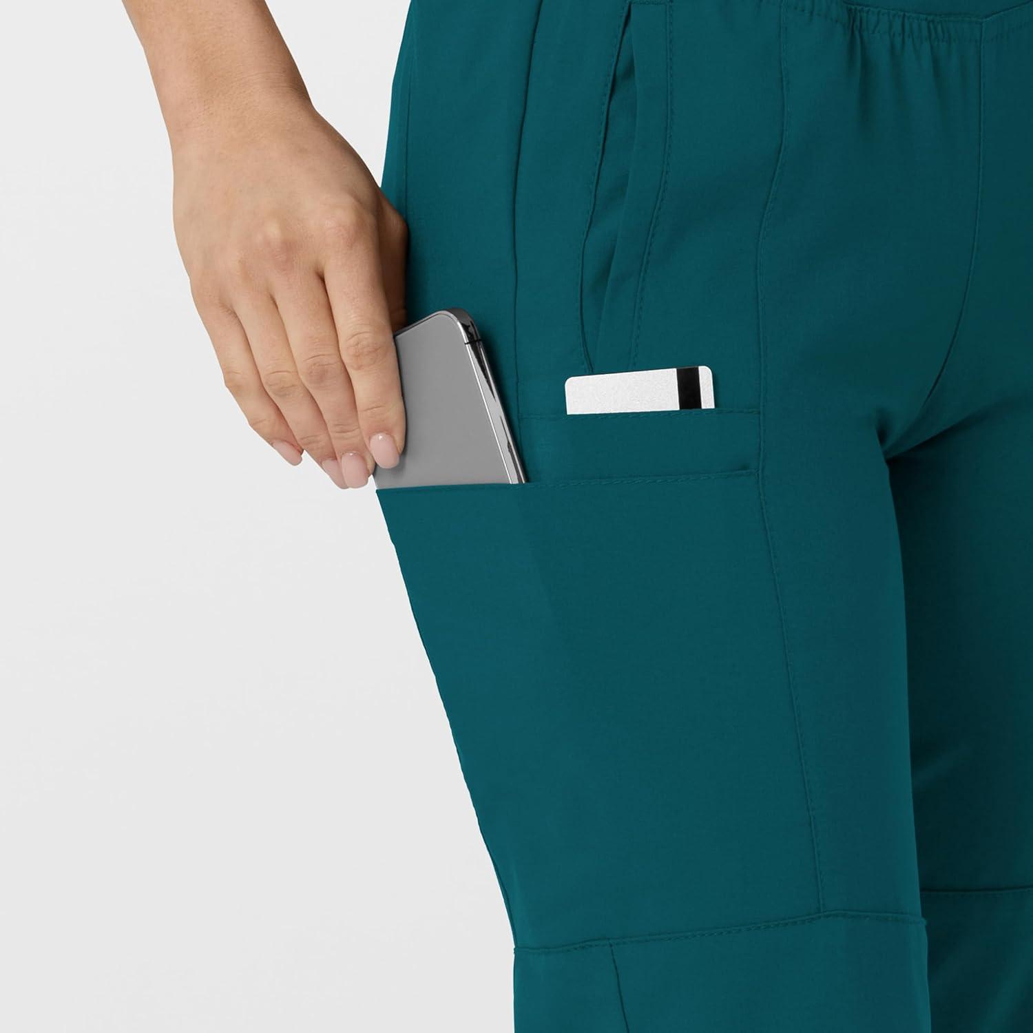 imageW123 Womens Comfort Waist Cargo Jogger Scrub PantCaribbean Blue