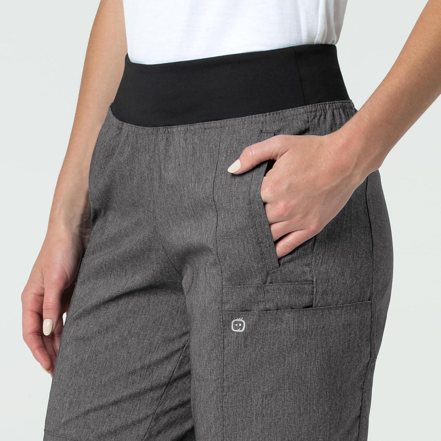 imageW123 Womens Comfort Waist Cargo Jogger Scrub PantCharcoal Heather