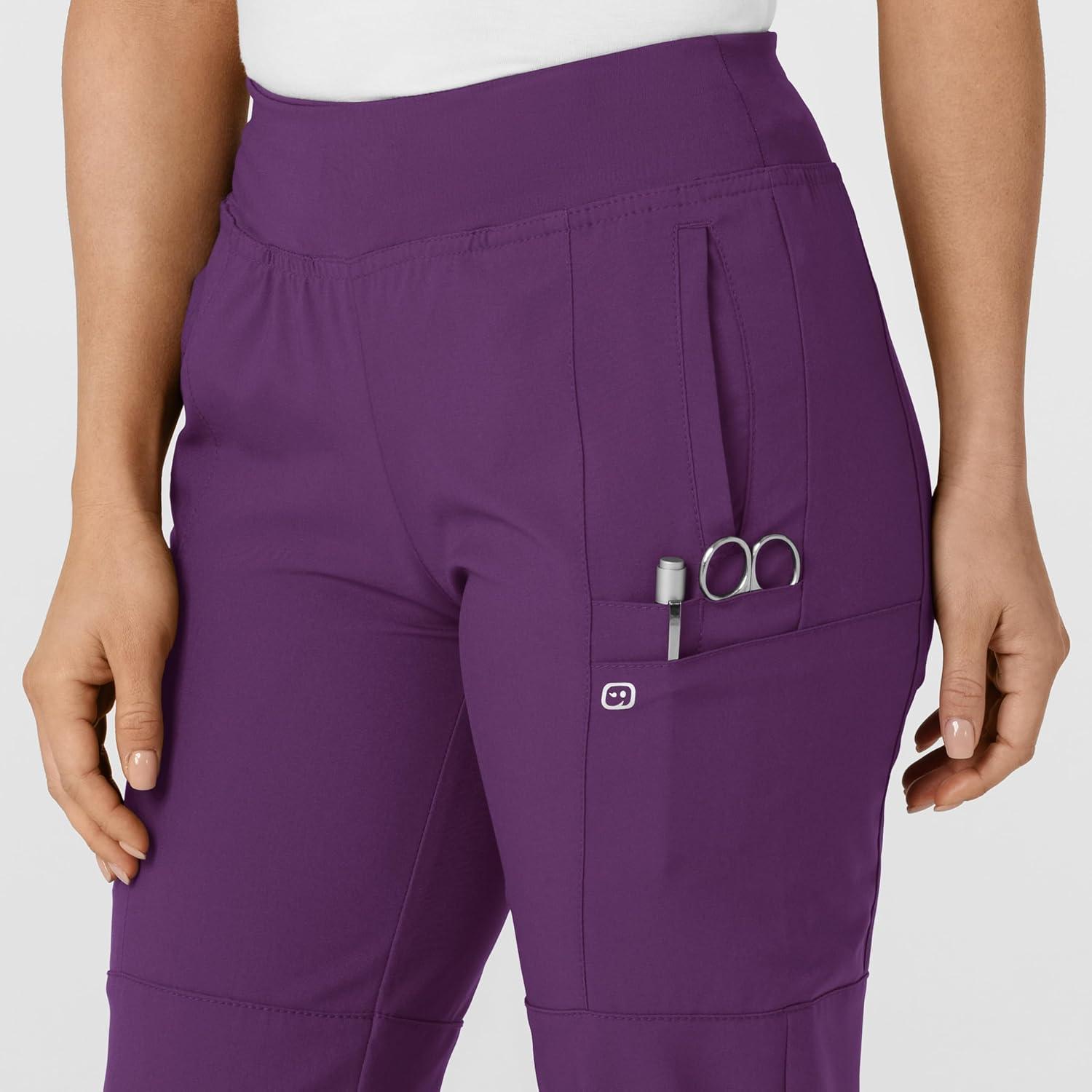 imageW123 Womens Comfort Waist Cargo Jogger Scrub PantEggplant