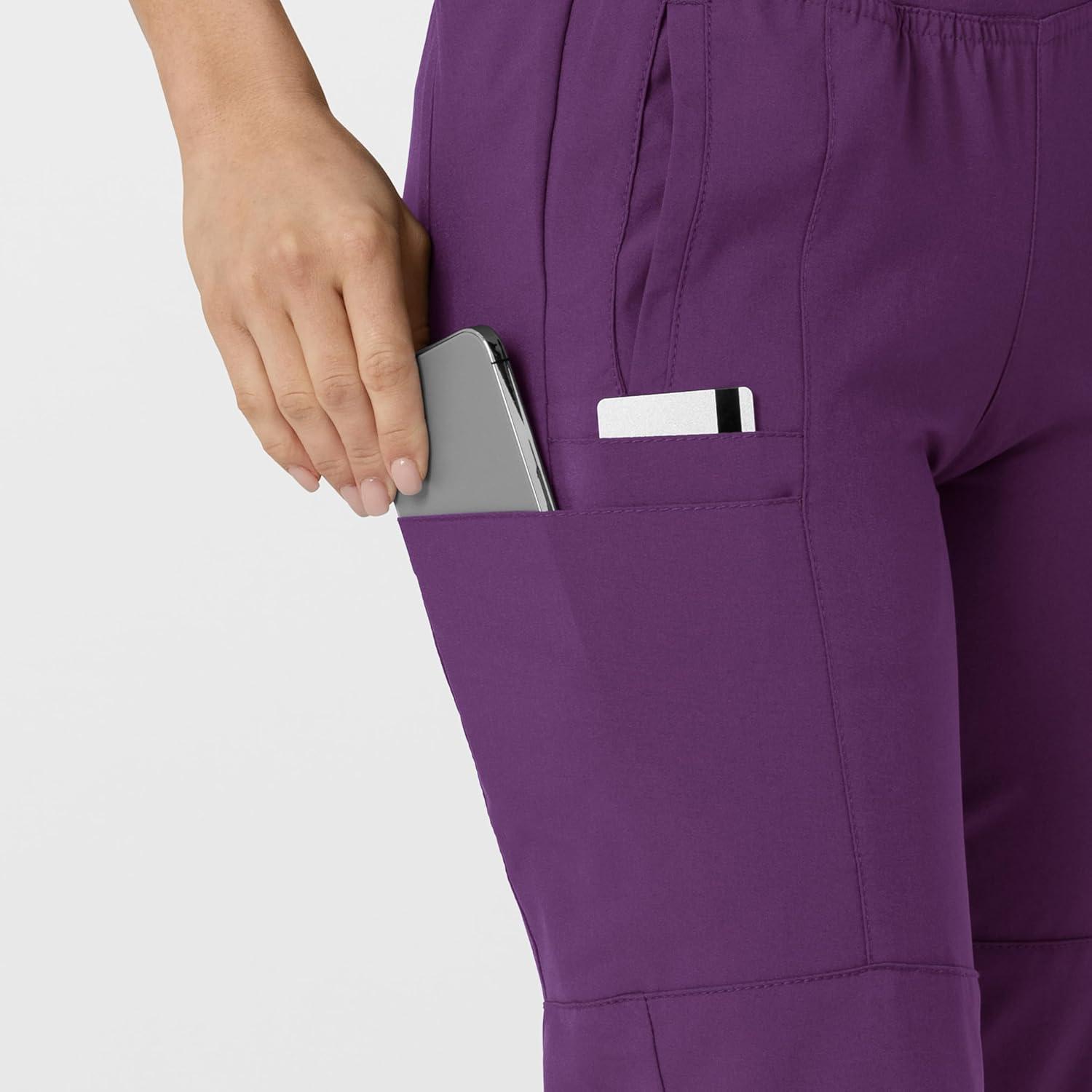 imageW123 Womens Comfort Waist Cargo Jogger Scrub PantEggplant