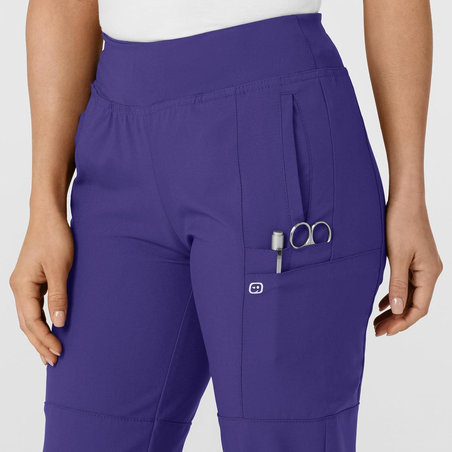 imageW123 Womens Comfort Waist Cargo Jogger Scrub PantGrape