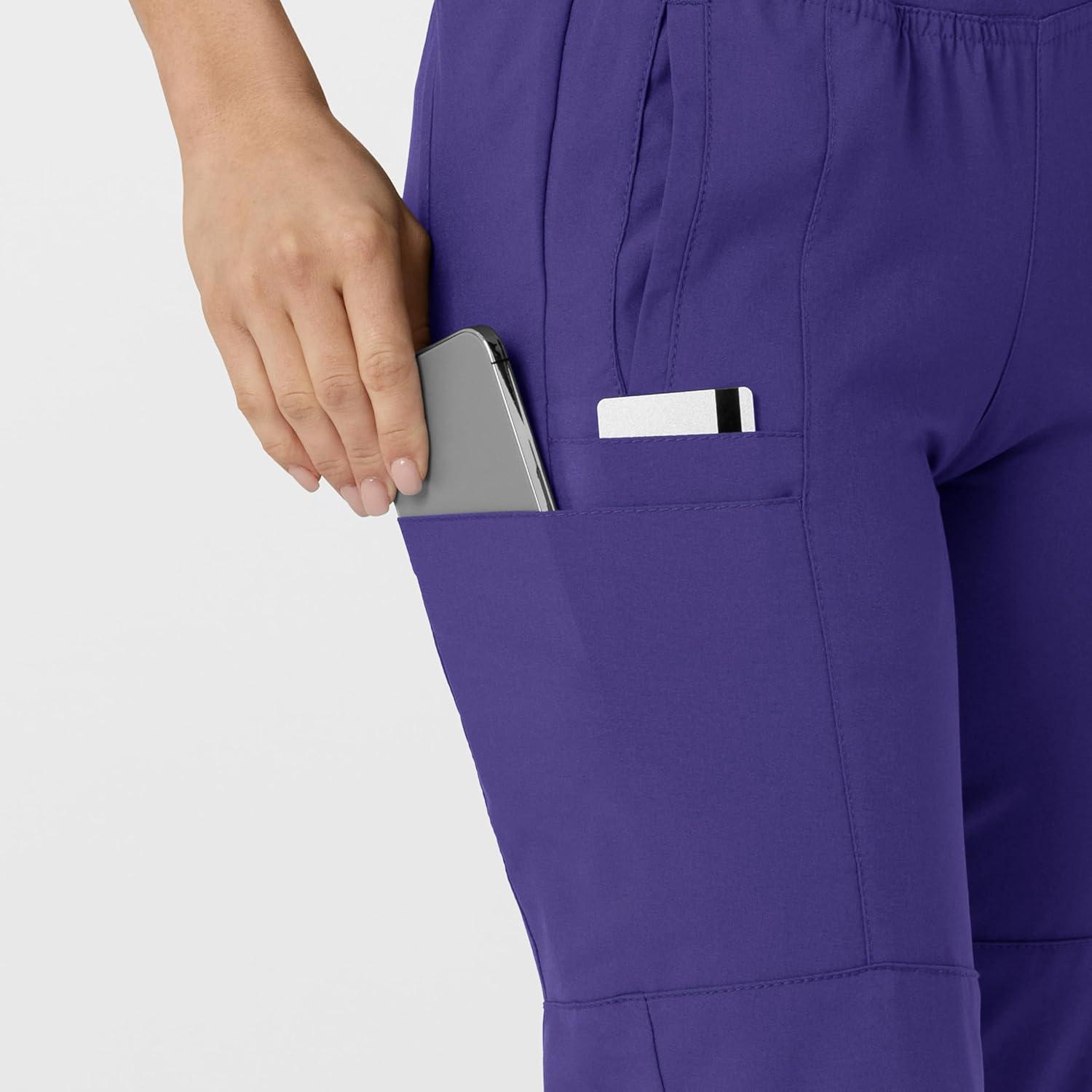 imageW123 Womens Comfort Waist Cargo Jogger Scrub PantGrape