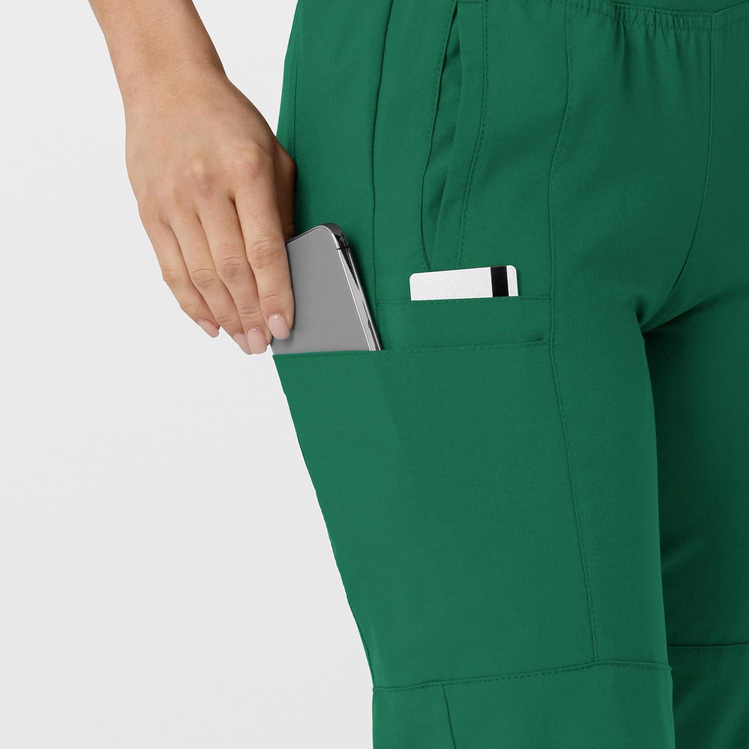 imageW123 Womens Comfort Waist Cargo Jogger Scrub PantHunter Green