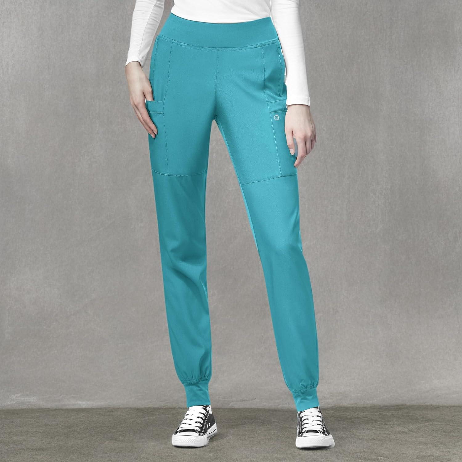 imageW123 Womens Comfort Waist Cargo Jogger Scrub PantTeal Blue