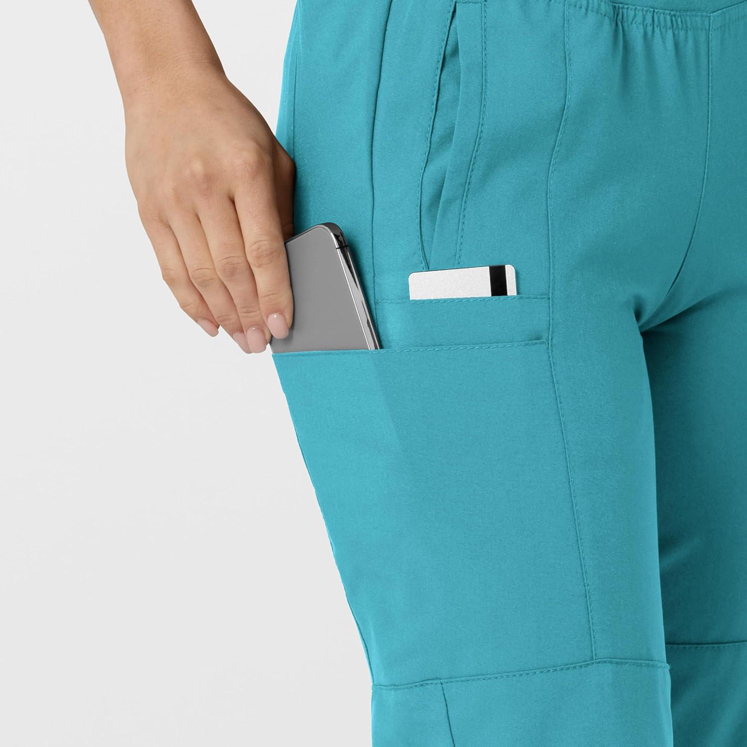 imageW123 Womens Comfort Waist Cargo Jogger Scrub PantTeal Blue