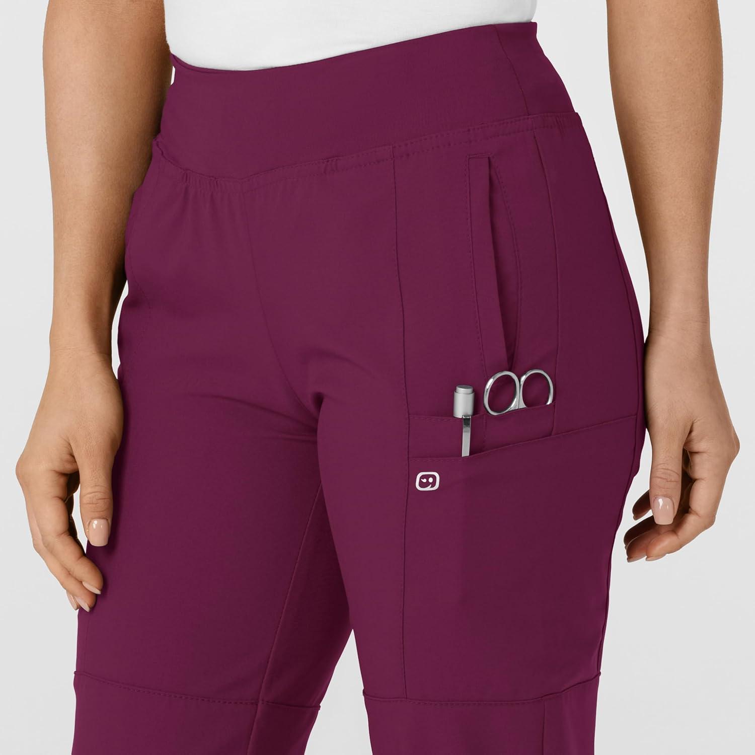 imageW123 Womens Comfort Waist Cargo Jogger Scrub PantWine