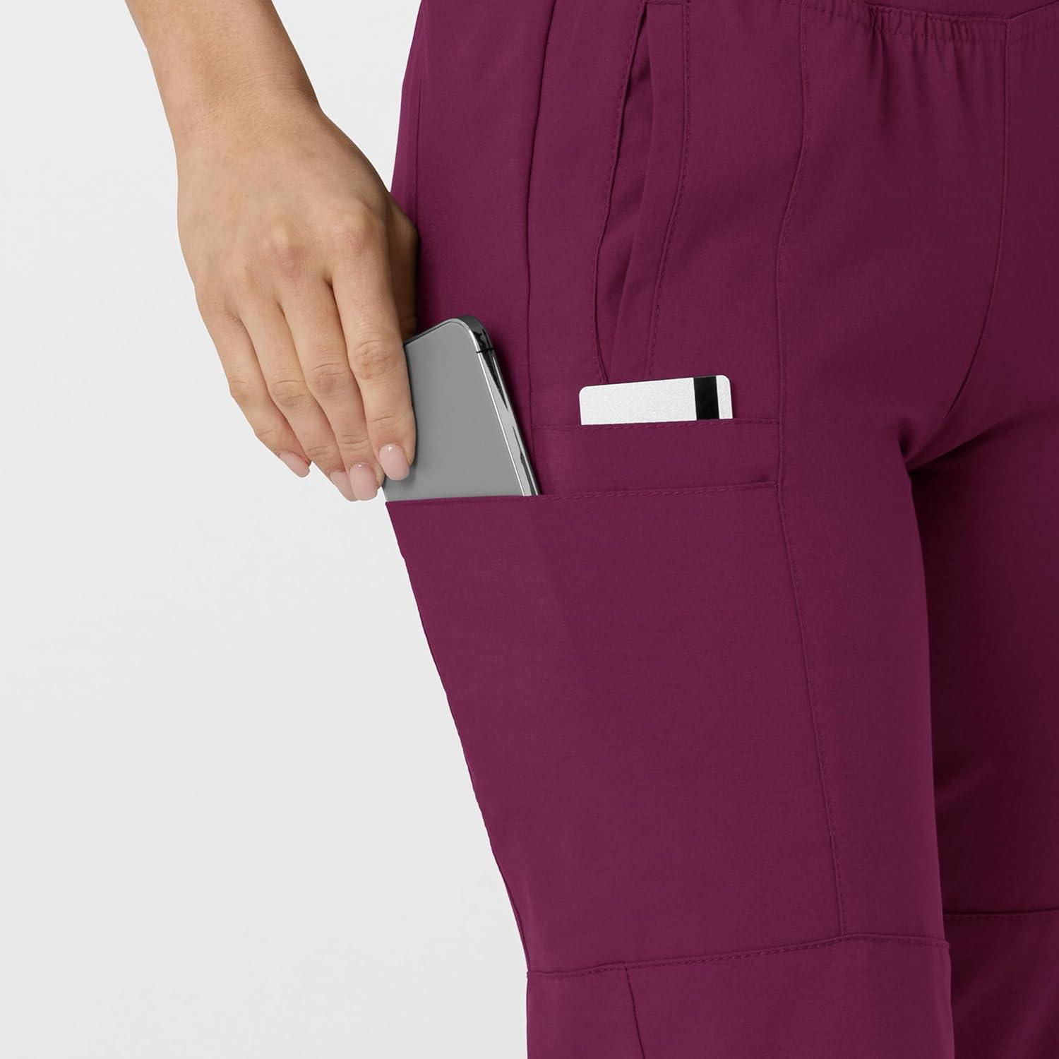 imageW123 Womens Comfort Waist Cargo Jogger Scrub PantWine