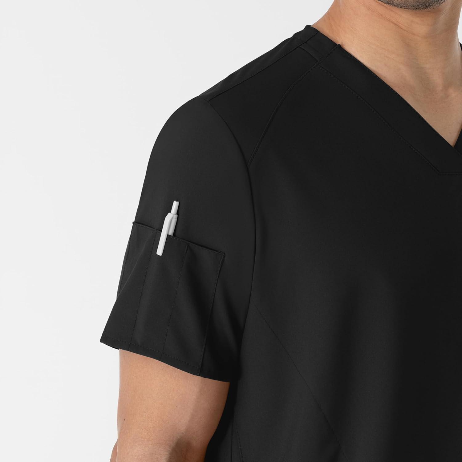imageWINK Scrubs for Men W123 VNeck Tops with 6 PocketsBlack