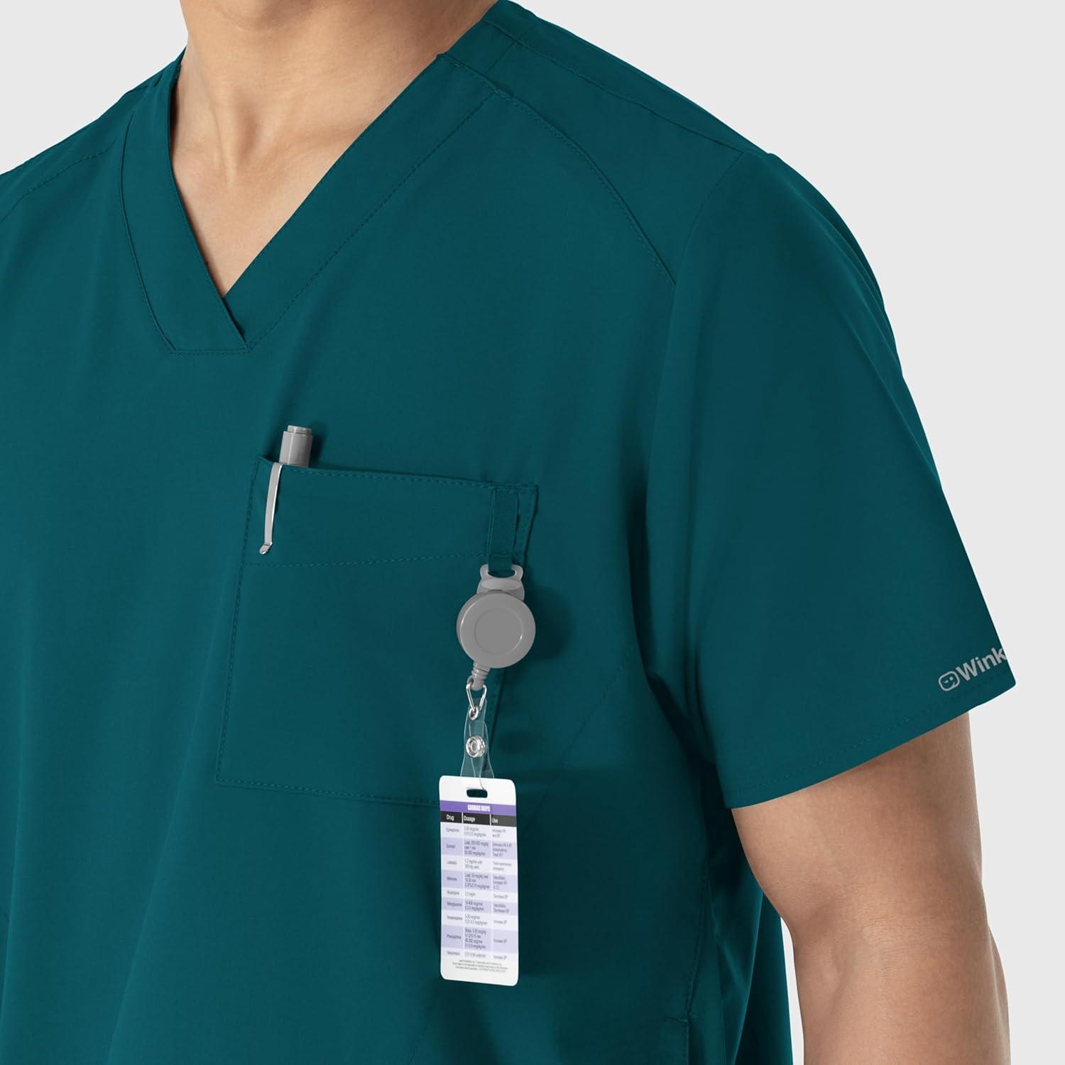 imageWINK Scrubs for Men W123 VNeck Tops with 6 PocketsCaribbean Blue