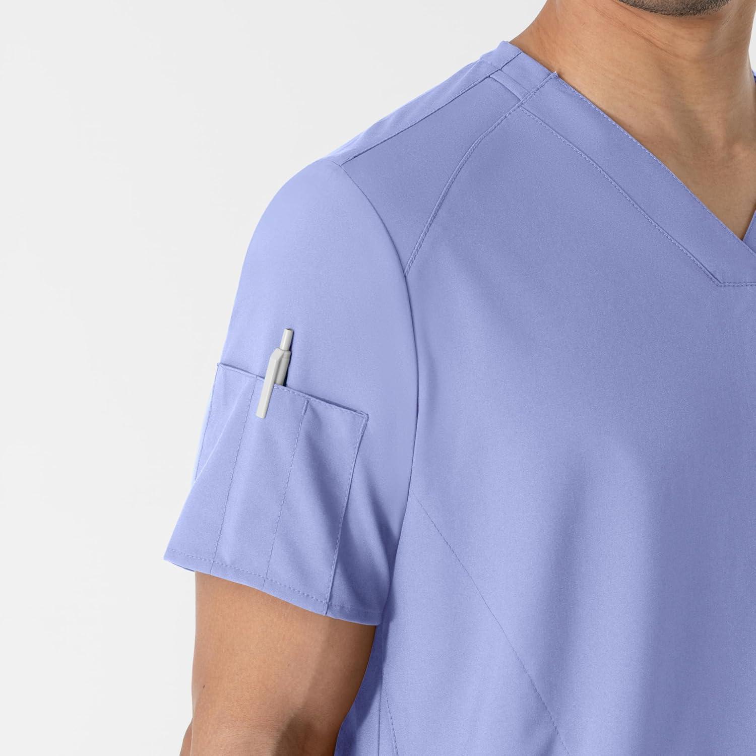 imageWINK Scrubs for Men W123 VNeck Tops with 6 PocketsCeil Blue