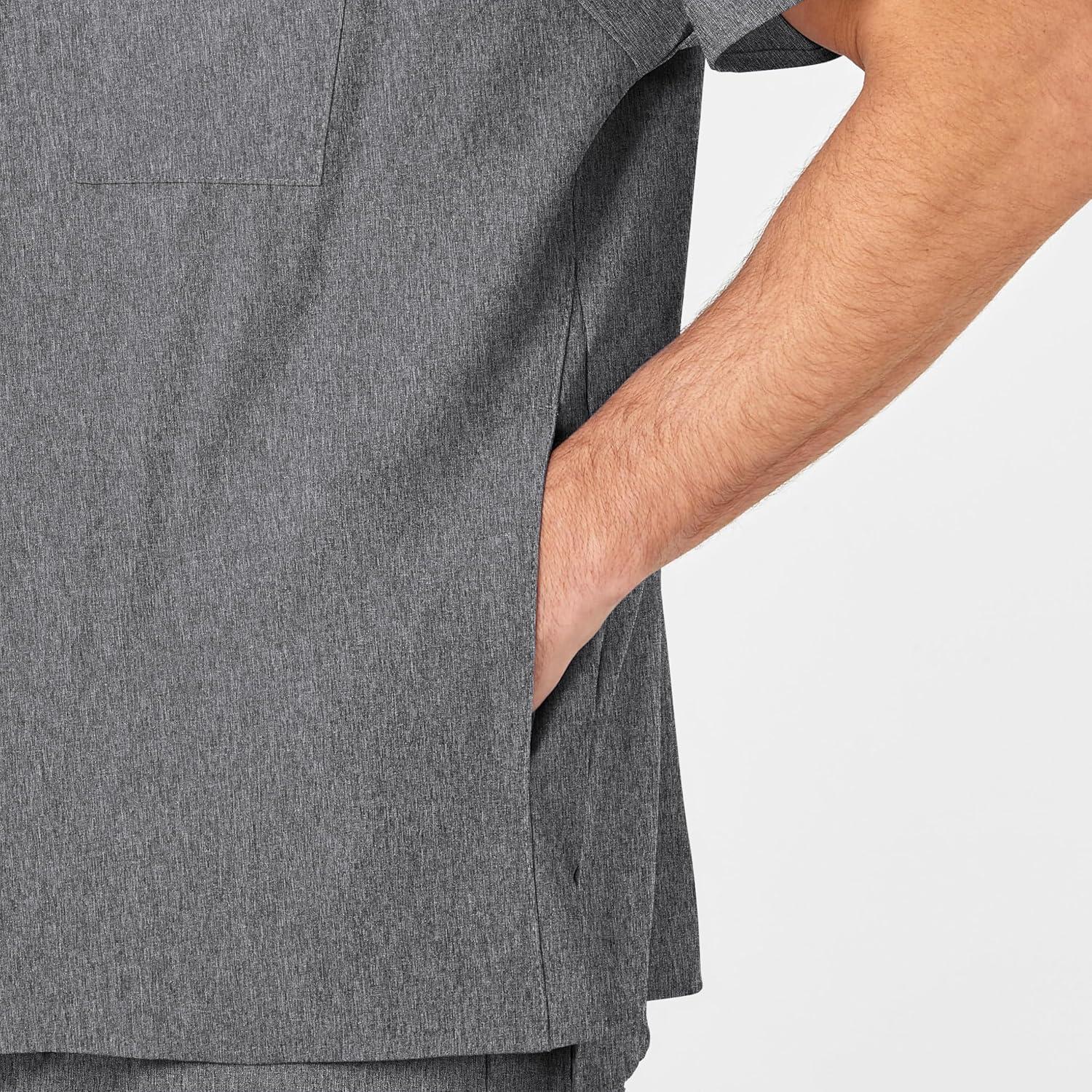 imageWINK Scrubs for Men W123 VNeck Tops with 6 PocketsCharcoal Heather