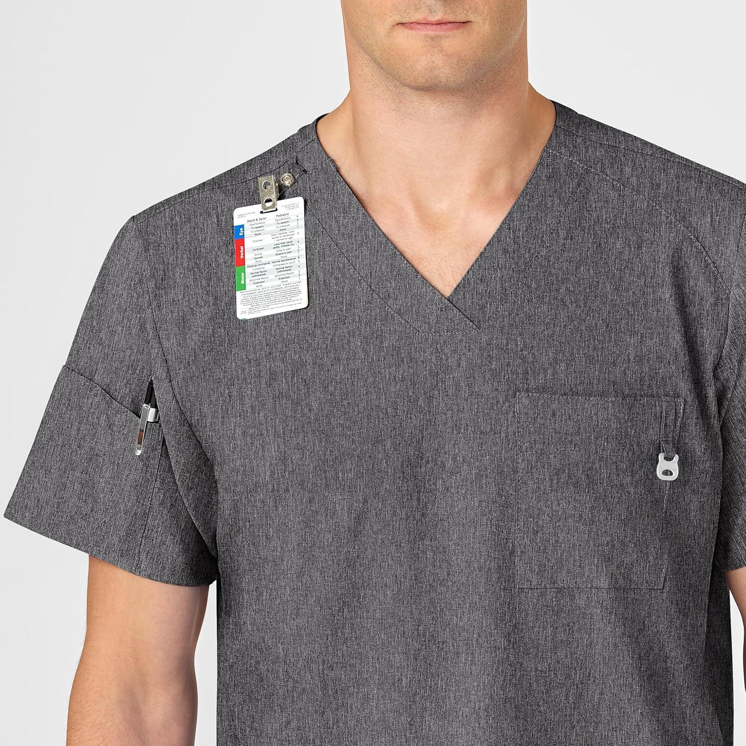 imageWINK Scrubs for Men W123 VNeck Tops with 6 PocketsCharcoal Heather