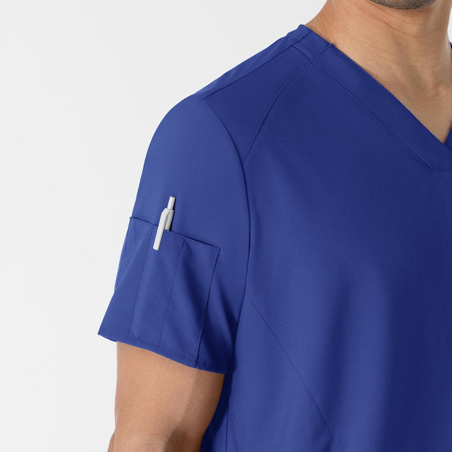 imageWINK Scrubs for Men W123 VNeck Tops with 6 PocketsGalaxy Blue