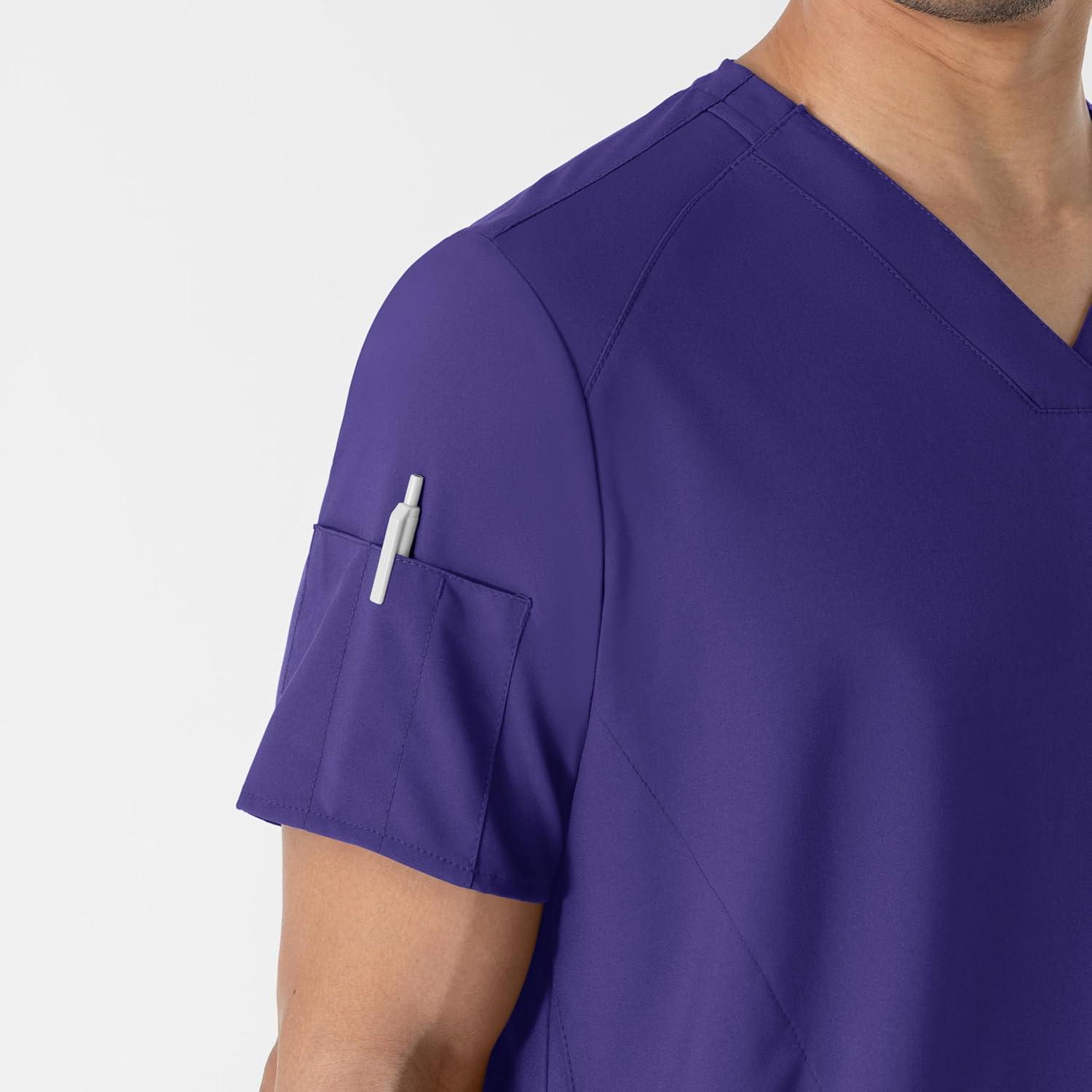 imageWINK Scrubs for Men W123 VNeck Tops with 6 PocketsGrape