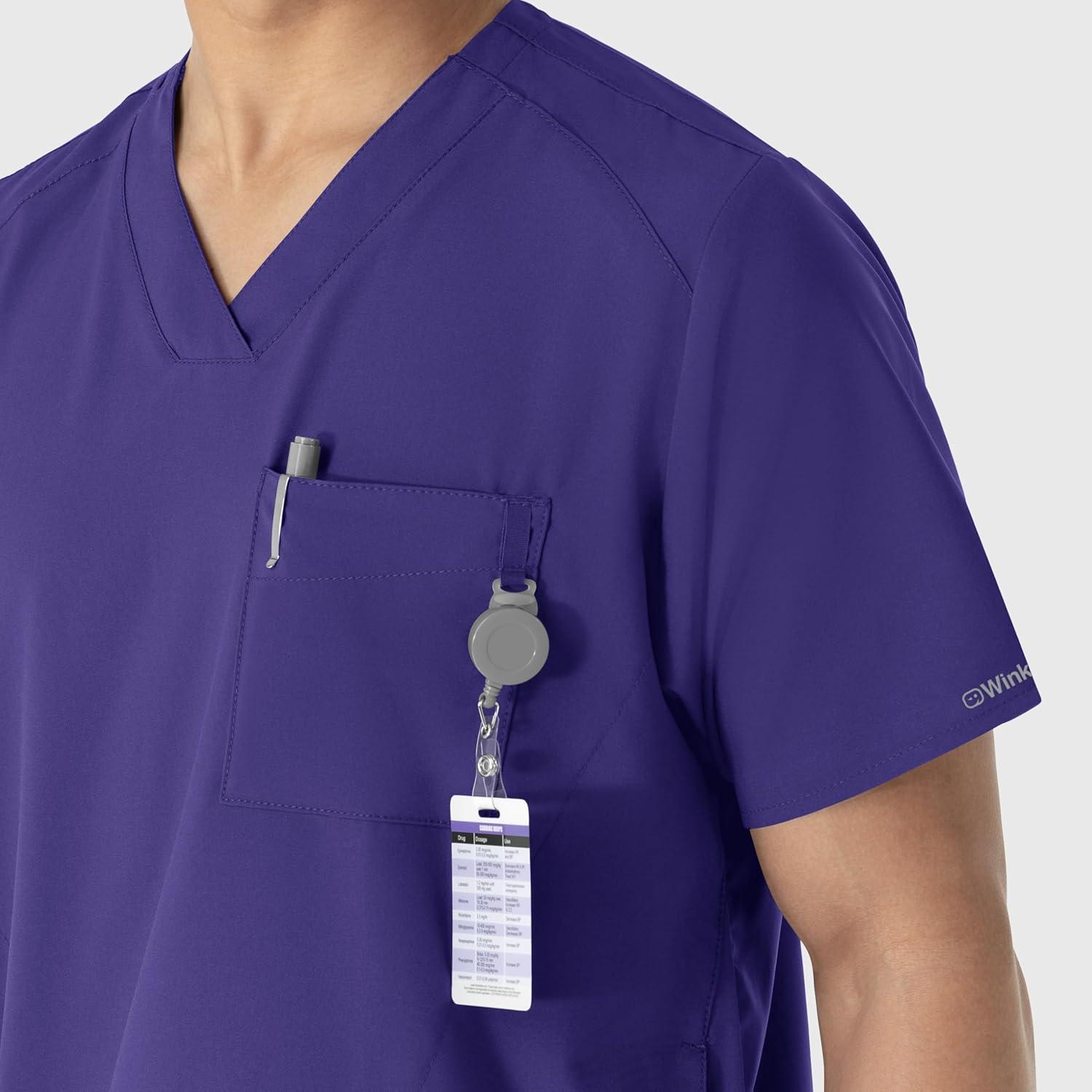 imageWINK Scrubs for Men W123 VNeck Tops with 6 PocketsGrape