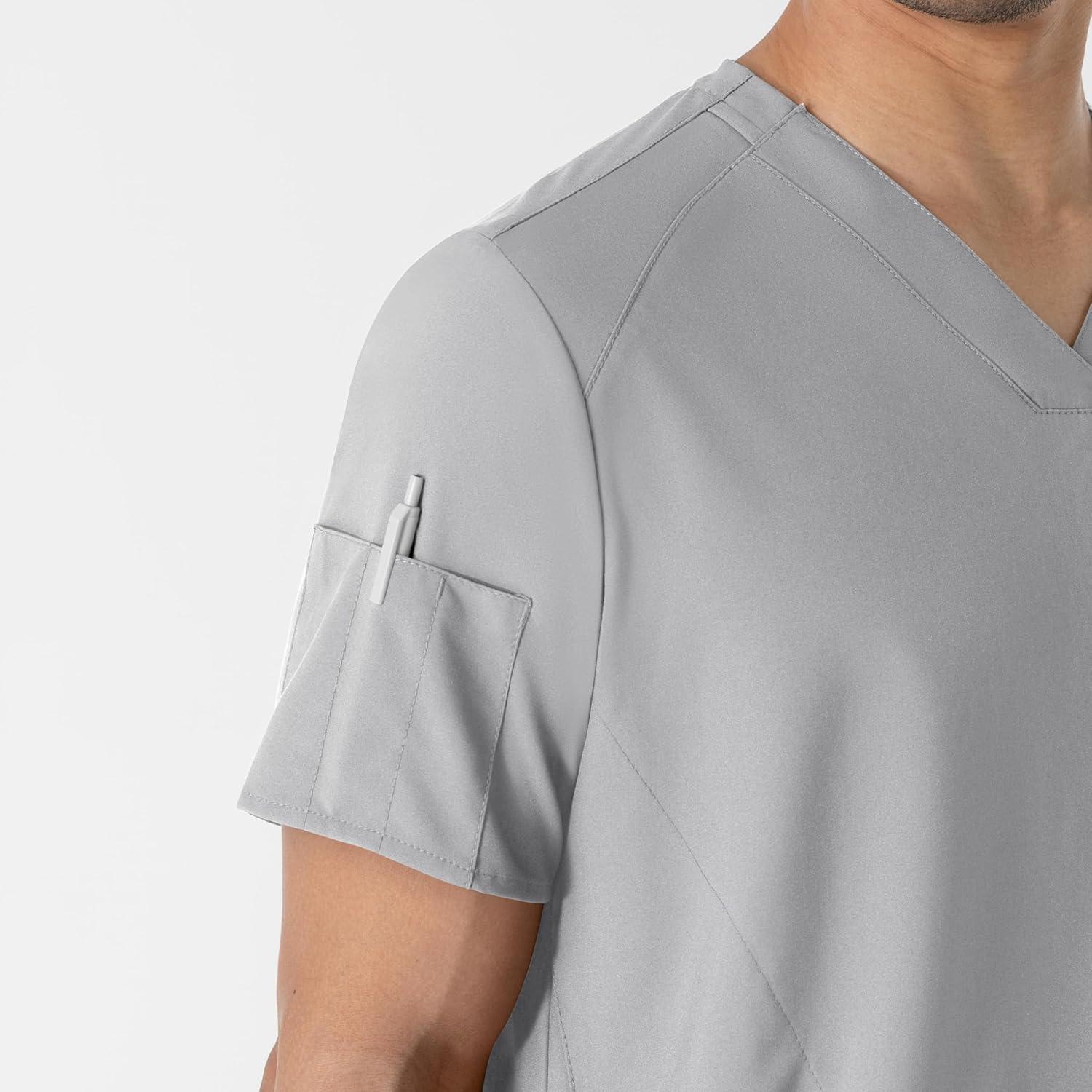 imageWINK Scrubs for Men W123 VNeck Tops with 6 PocketsGrey