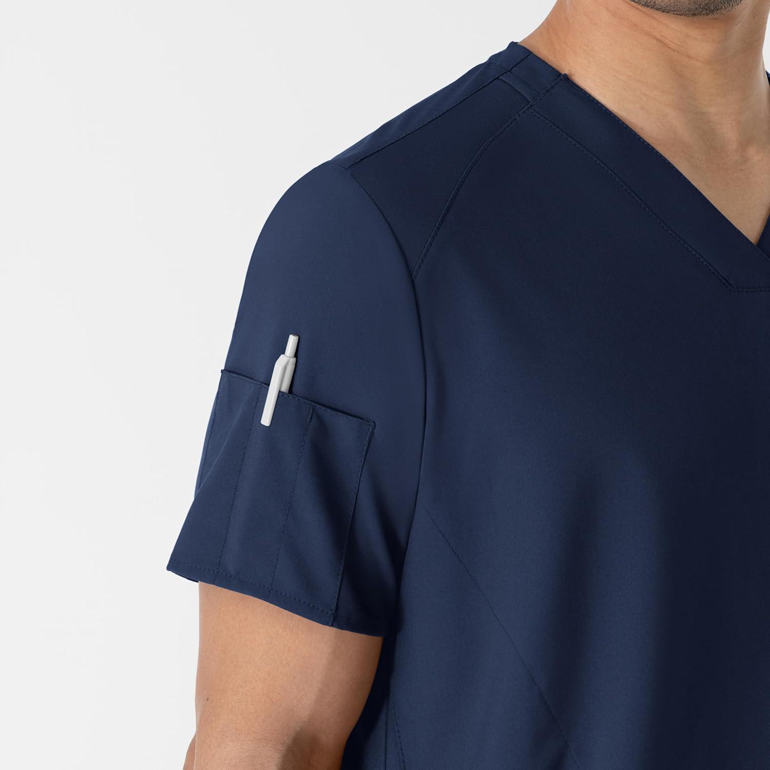 imageWINK Scrubs for Men W123 VNeck Tops with 6 PocketsNavy